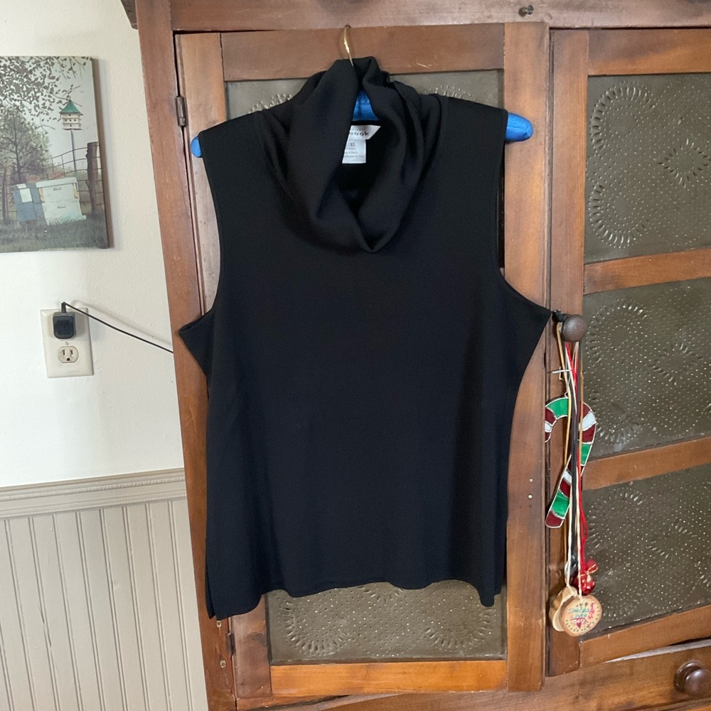 Exclusively Misook Black Turtleneck Sleeveless Top XL